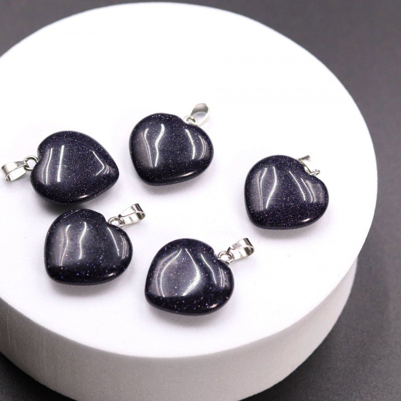 Amethyst Agate Peach Heart Natural Stone Pendant