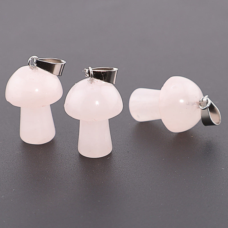 Natural Crystal Jade Mushroom Tigereye Pink Pendant