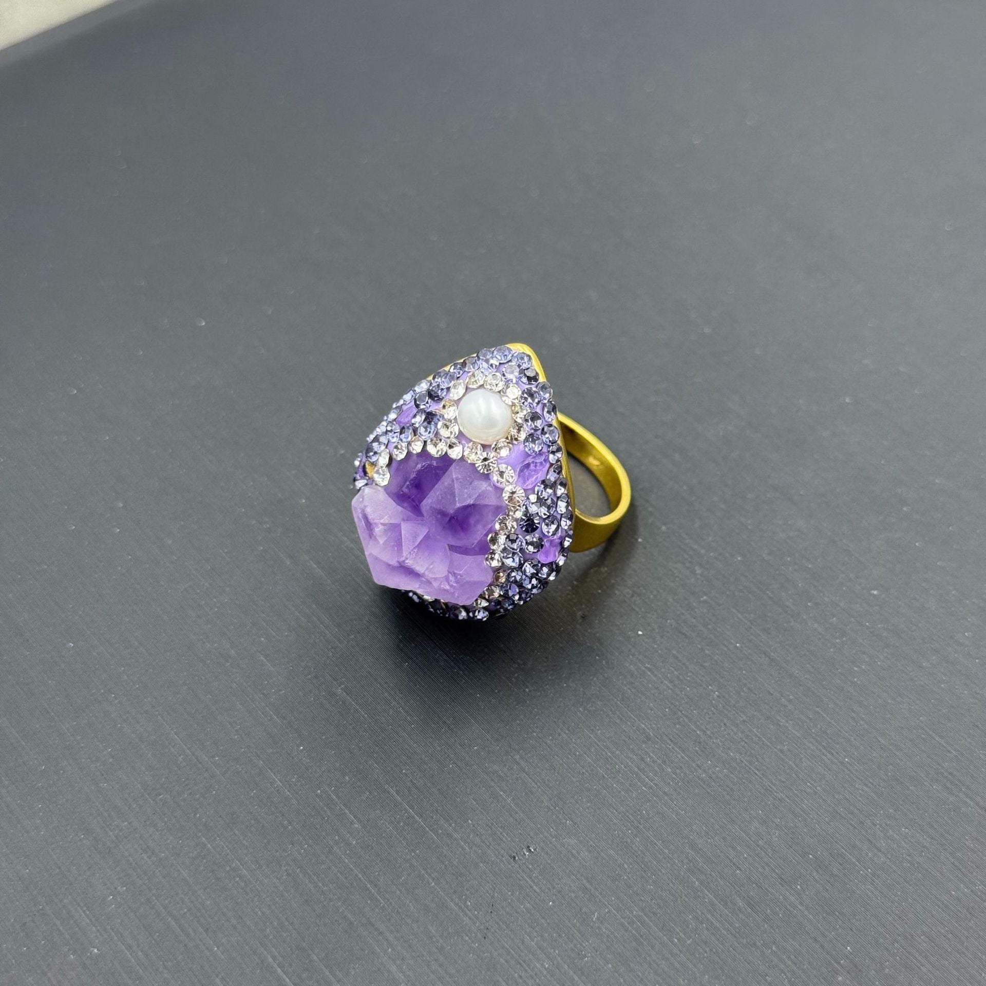 Raw Gemstone Amethyst Czech Diamond Inlaid French Minority Ore Live Jewelry Set