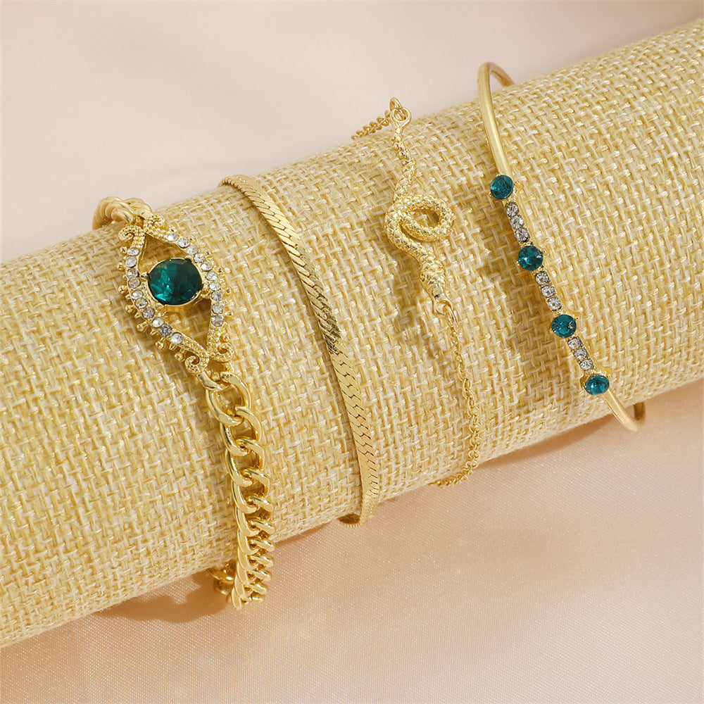 Retro Diamonds Eyes Snakelike Winding Creative Opening Diamond Bracelets