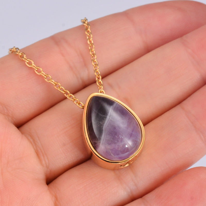 Retro Style Natural Stone Open Gold Cinerary Casket Necklaces