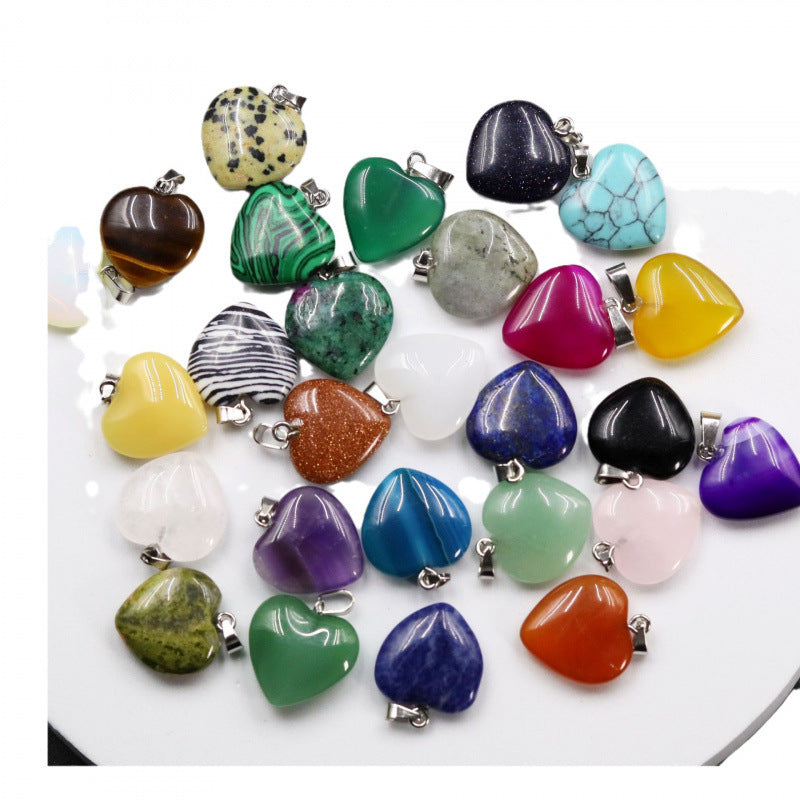 Amethyst Agate Peach Heart Natural Stone Pendant