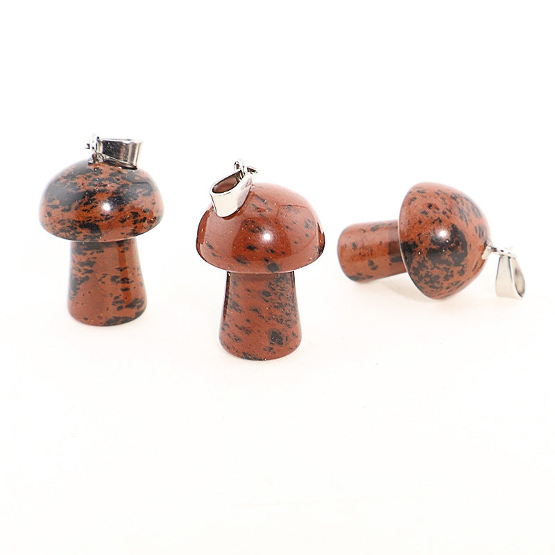 Natural Crystal Jade Mushroom Tigereye Pink Pendant