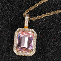 Men's Hip Hop Solid Square Colored Gemstone Fashion Personality Micro Inlaid Pendant