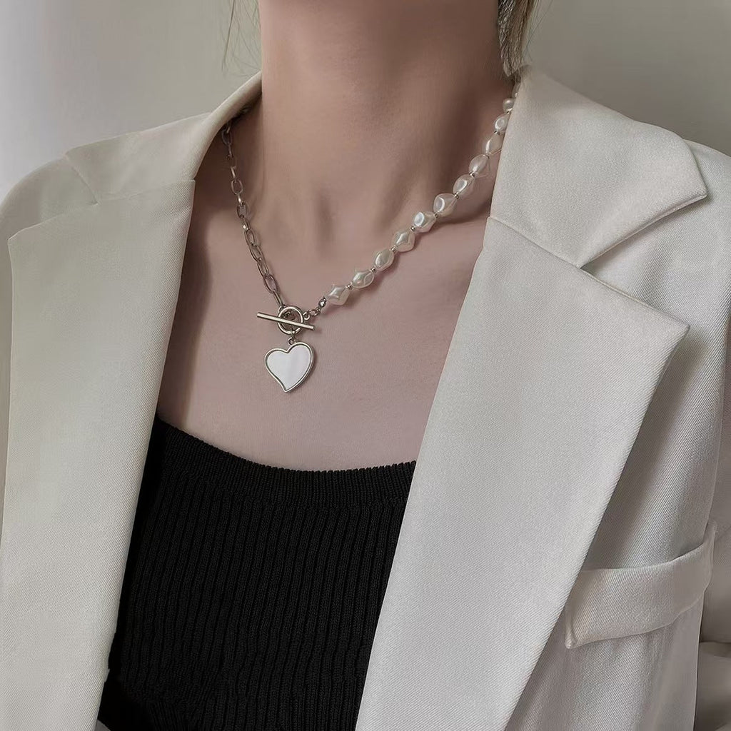 Women's & Men's Pearl Cross Hip Hop Niche Design Clavicle Necklaces