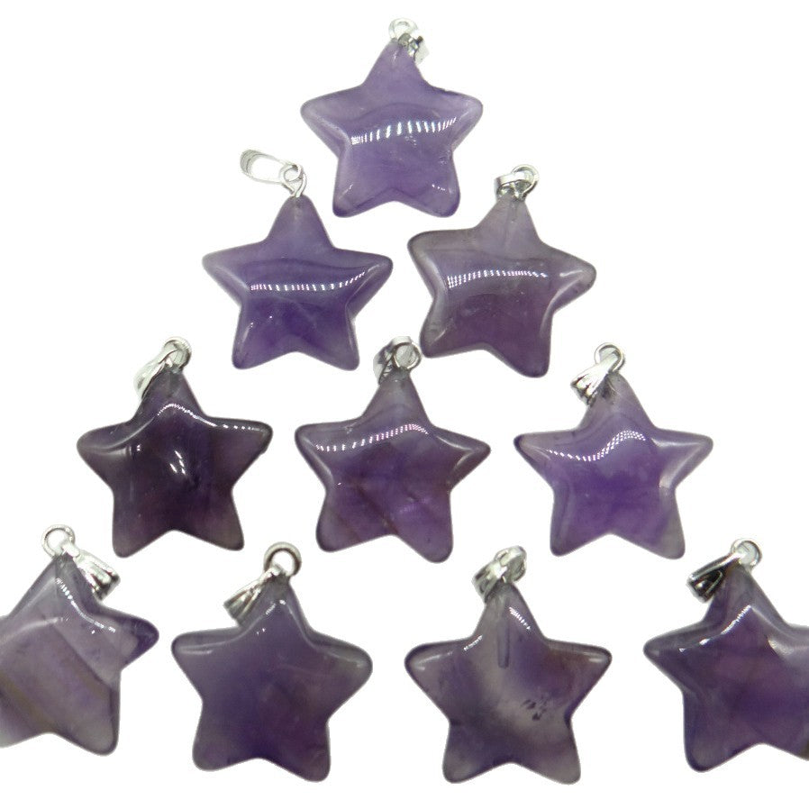 Natural Stone Crystal Agate Five-pointed Star Pendants