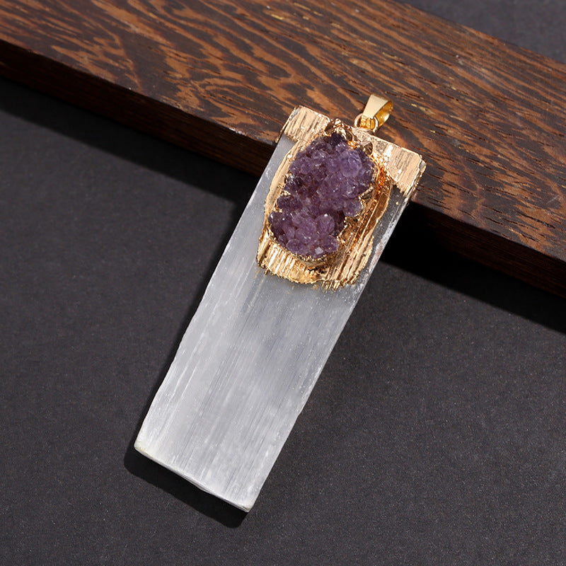 Gypsum Bar Long Strip Inlaid Crystal Pendant