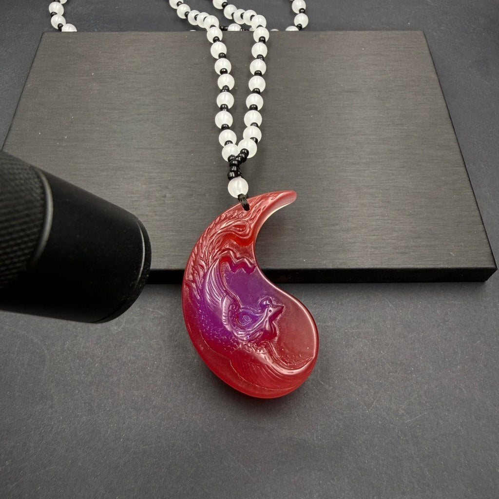 Women's & Men's Prosperity Brought The Dragon Phoenix Couple Purple Chameleon Chinese Pendant