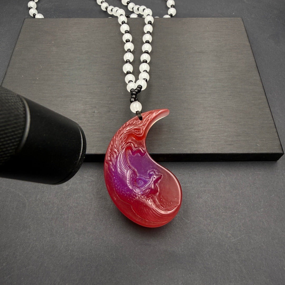 Women's & Men's Prosperity Brought The Dragon Phoenix Couple Purple Chameleon Chinese Pendant