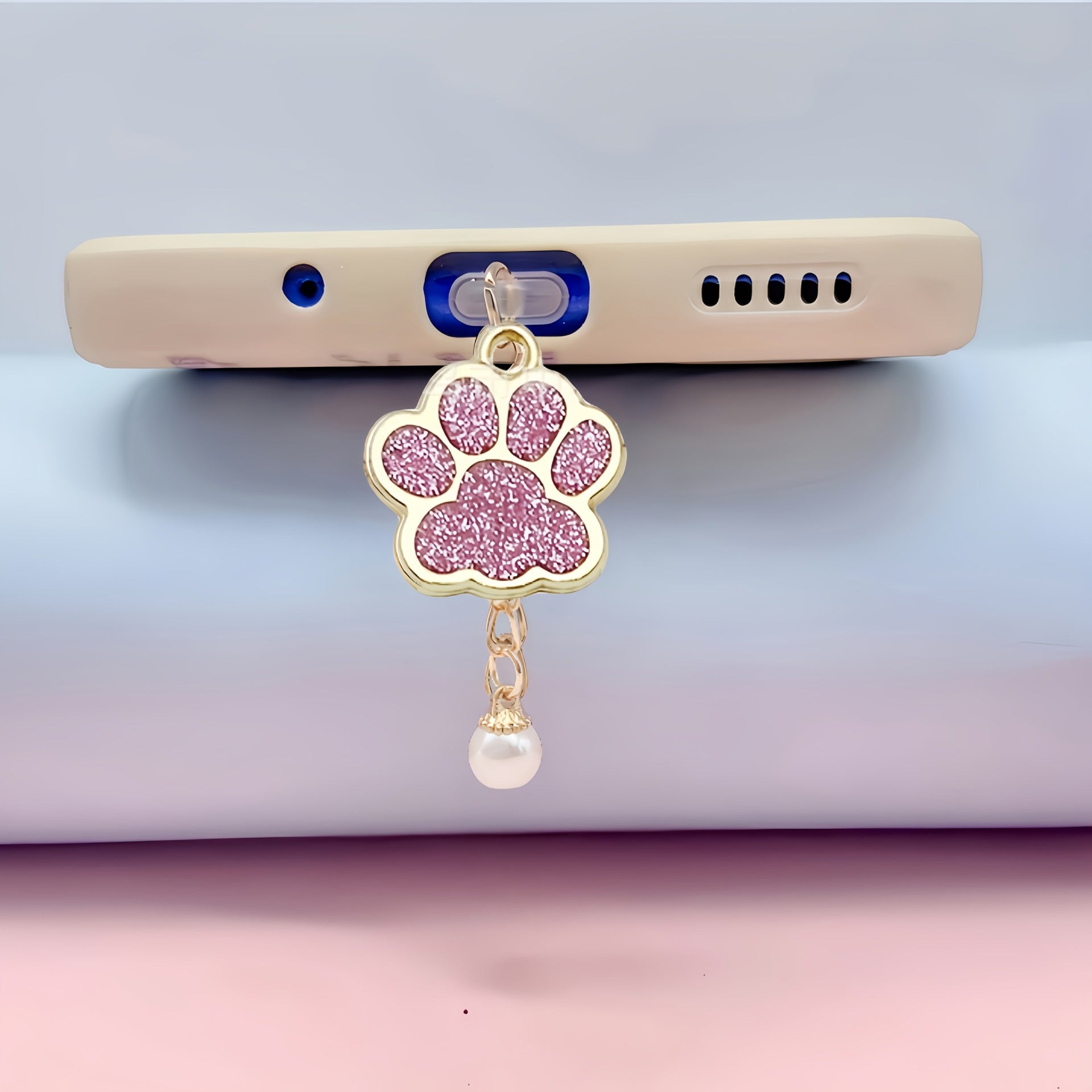 Cat Dog's Paw Mobile Phone Charging Port Dust Plug Golden Pendants