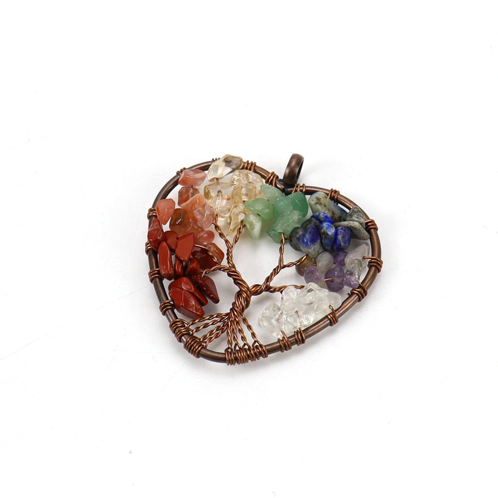 Gravel Crystal Lucky Tree Colorful Stone Pendant