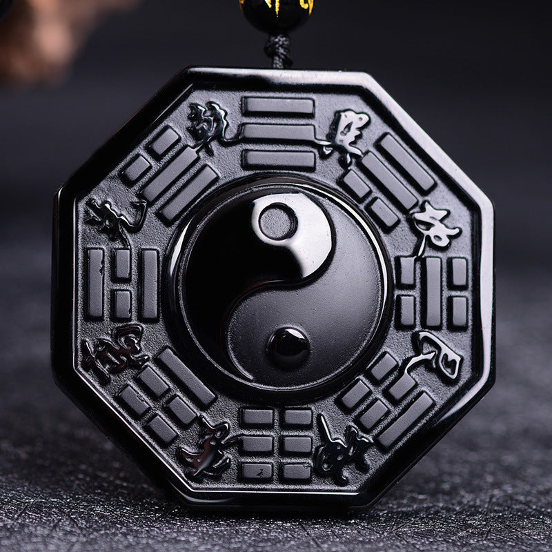 Glass Imitation Obsidian Wolf Head Dragon Gossip Elephant Avalokitesvara Pendant