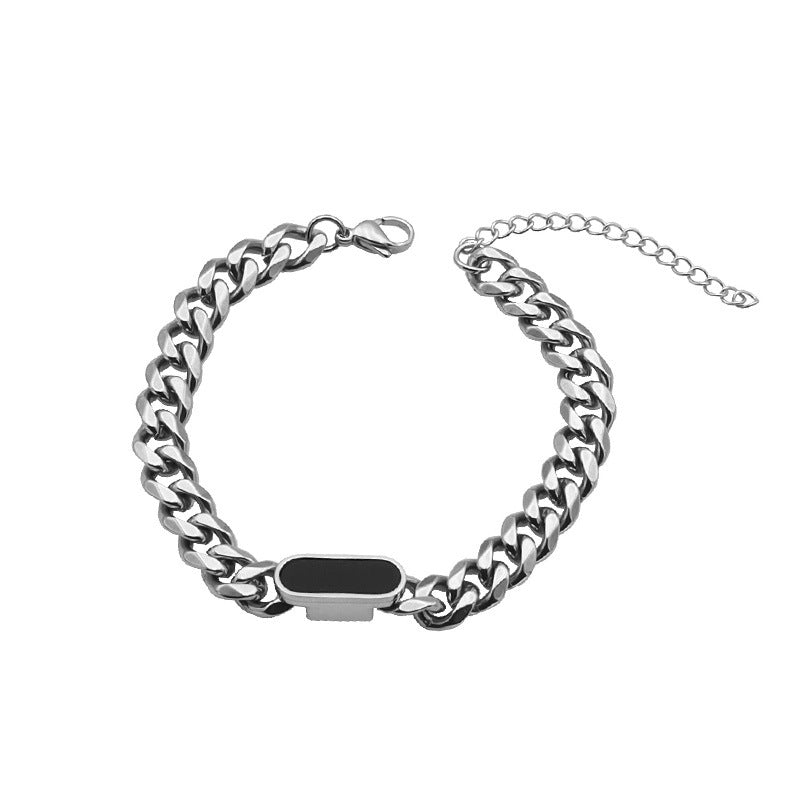 Women's Titanium Steel Rectangular Shell Six-sided Grinding Jewelry Set