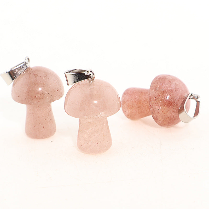 Natural Crystal Jade Mushroom Tigereye Pink Pendant