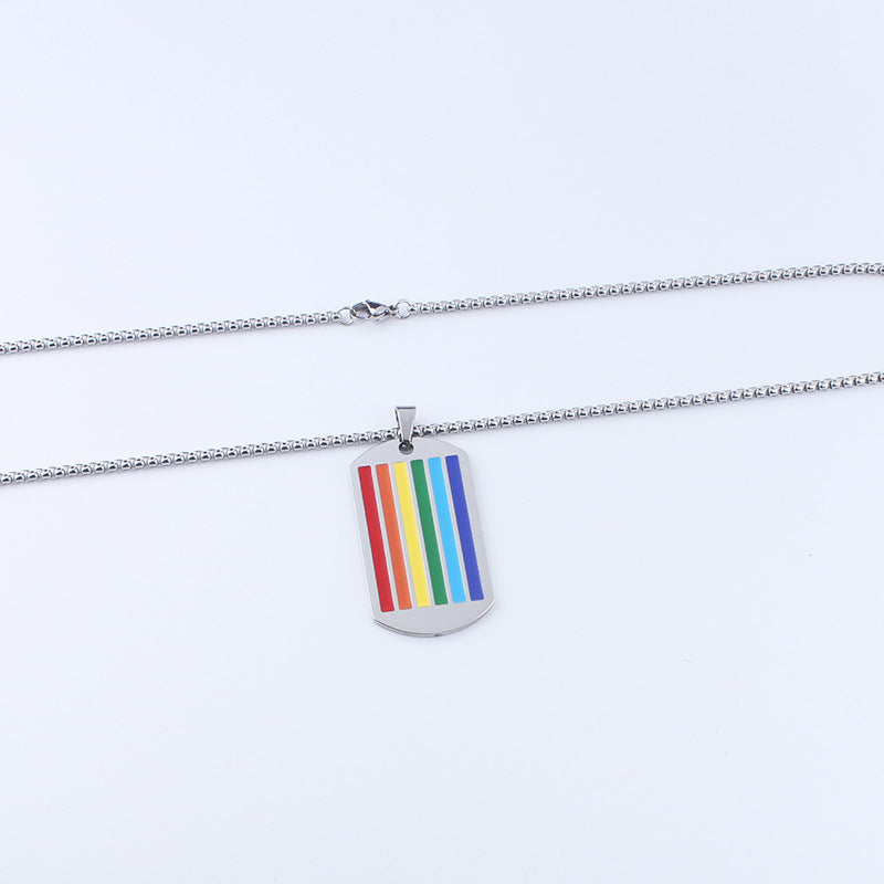 Steel Simple Hip Hop Trendy Male Female Dog Tag Necklaces
