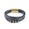 Men's Handmade Woven Leather Stainless Steel String Bracelet