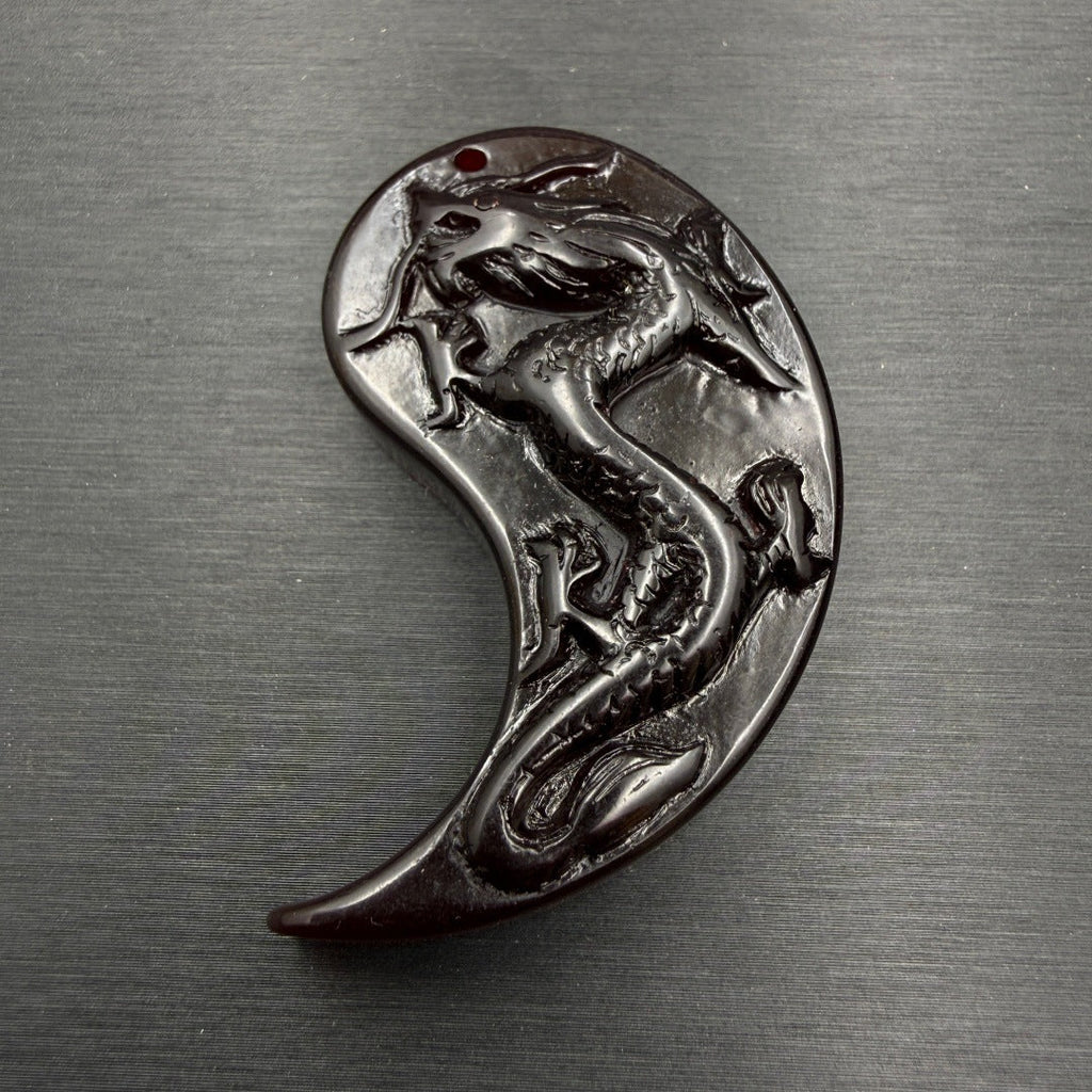 Women's & Men's Prosperity Brought The Dragon Phoenix Couple Purple Chameleon Chinese Pendant