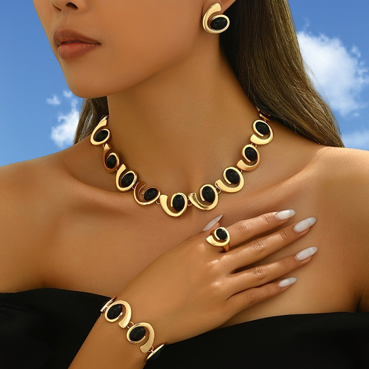 Stylish Women's Fashionable Simple Turquoise Suit Jewelry Set