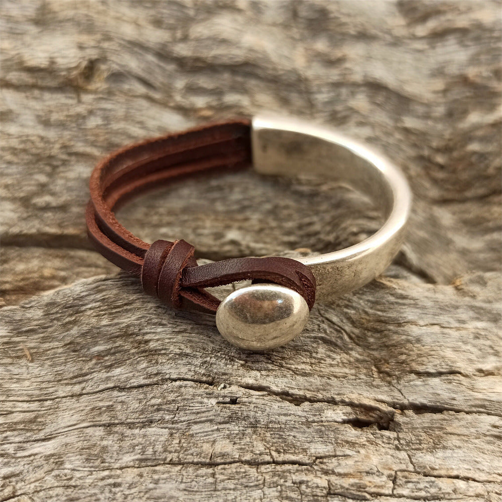 Independent Column Light Luxury Simplicity Round Acrylic Alloy Artistic Retro Bracelets