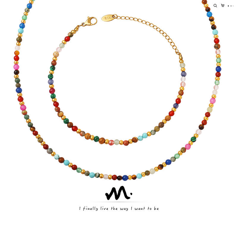 Natural Stone Titanium Steel Bead Bohemian Ethnic Bracelets