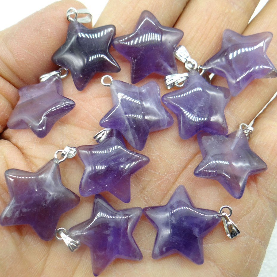 Natural Stone Crystal Agate Five-pointed Star Pendants