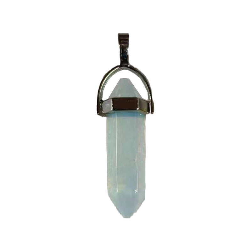 Natural Crystal Hexagon Prism Pink Amethyst Double Pointed Bullet Pendant