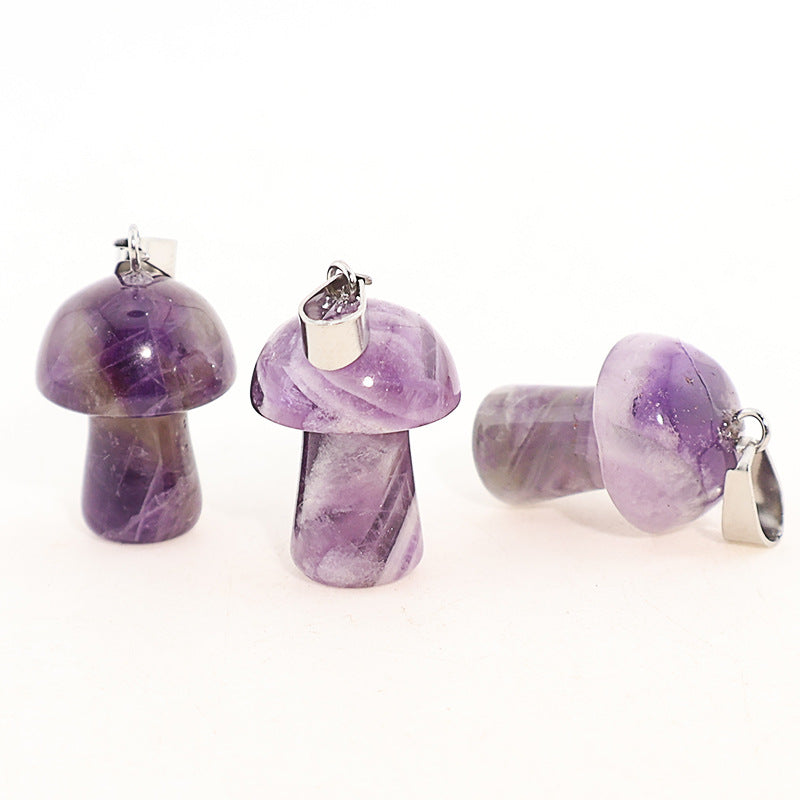 Natural Crystal Jade Mushroom Tigereye Pink Pendant