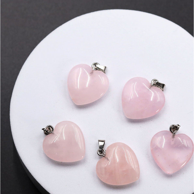 Amethyst Agate Peach Heart Natural Stone Pendant