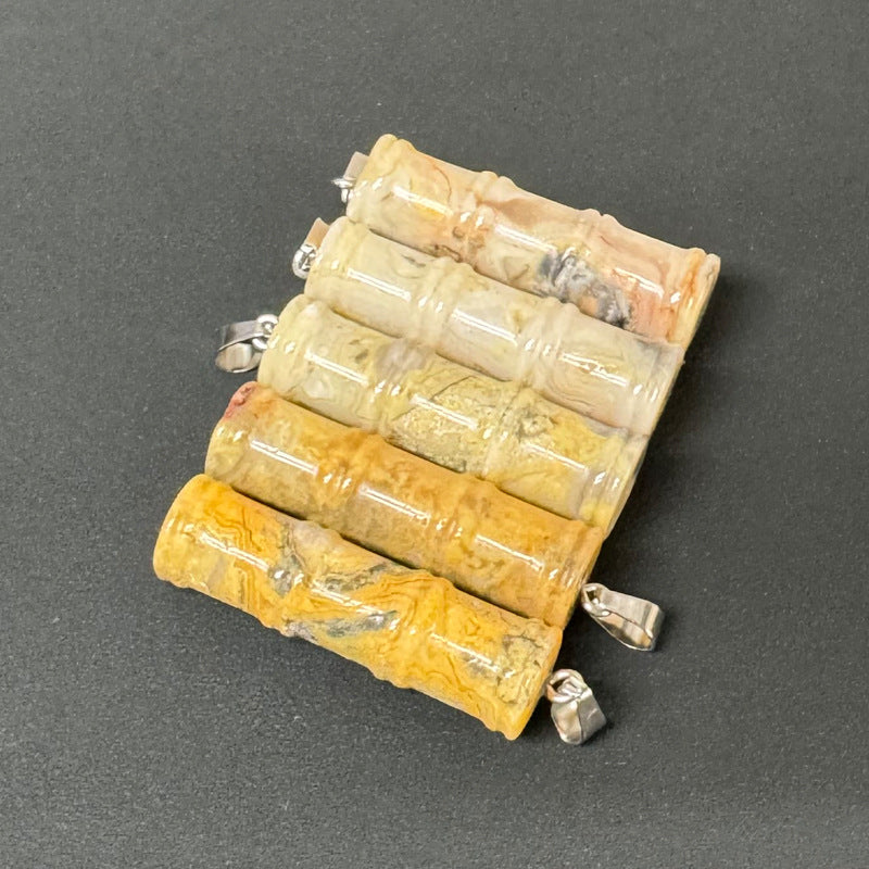 Bamboo Joint Natural Crystal Agate Stone Festival Pendants