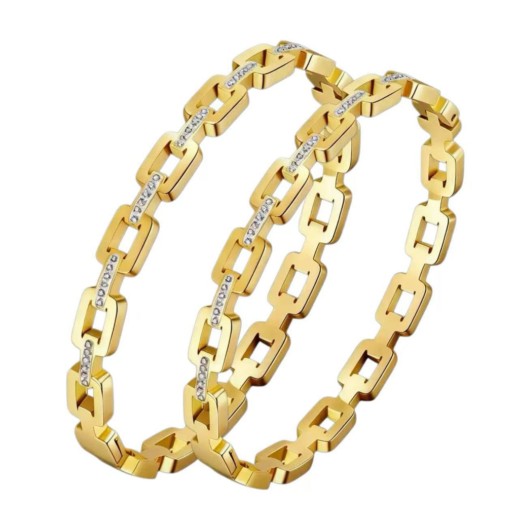 Fashion Square Diamond Titanium Steel Buckle Bracelet