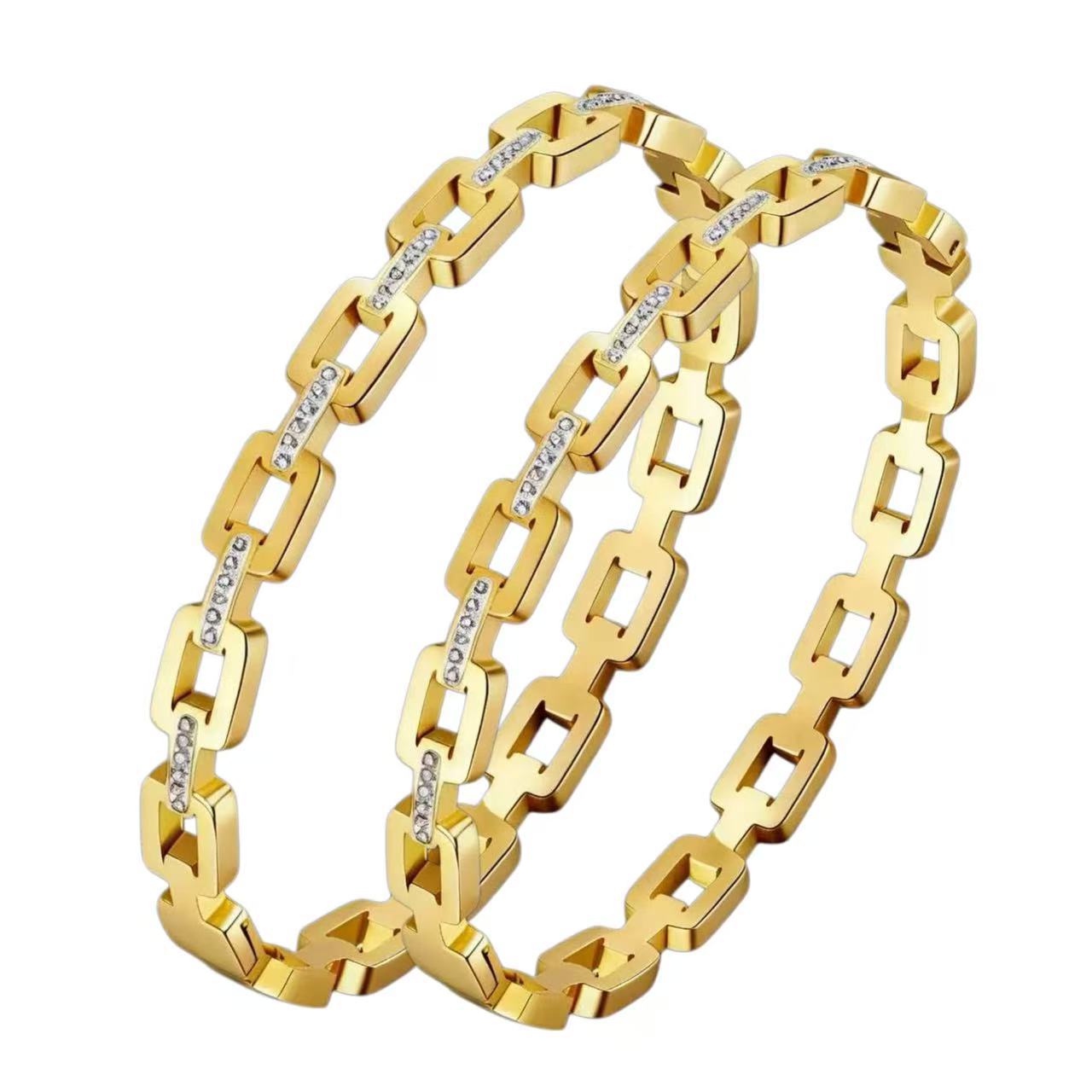 Fashion Square Diamond Titanium Steel Buckle Bracelet