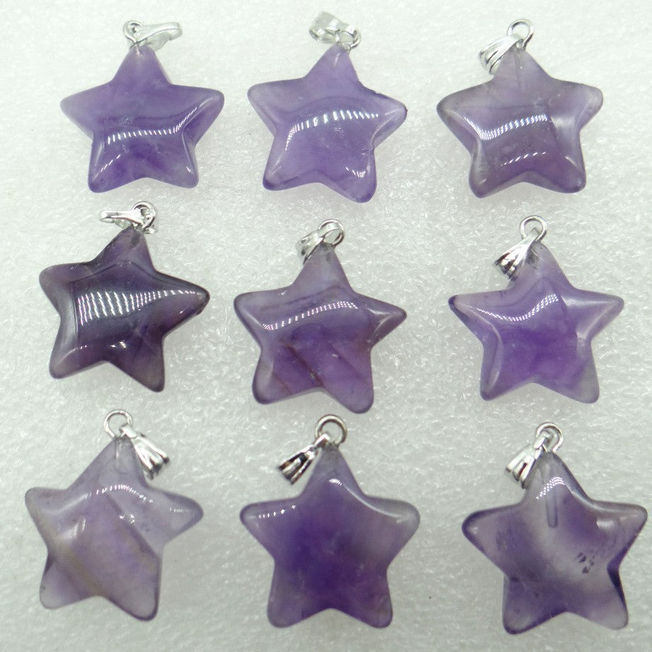 Natural Stone Crystal Agate Five-pointed Star Pendants