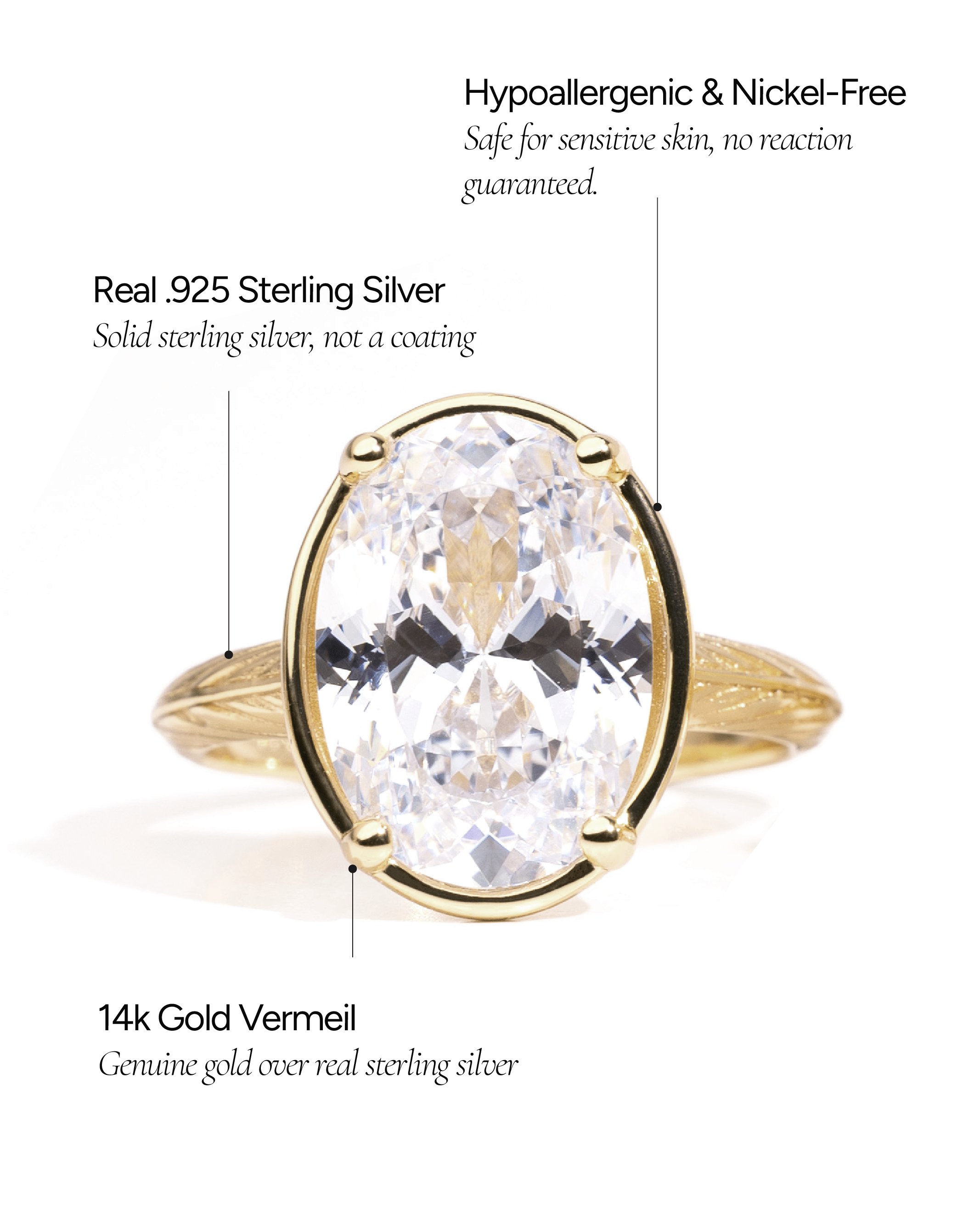 Sterling Silver Oval Cut CZ Cocktail Ring