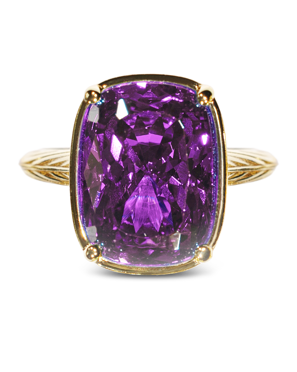 Sterling Silver Elongated Cushion Amethyst CZ Cocktail Ring