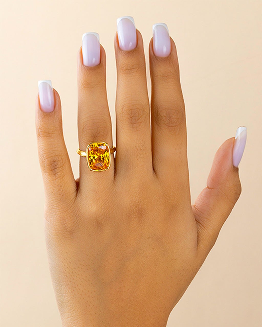 Sterling Silver Elongated Cushion Canary CZ Cocktail Ring