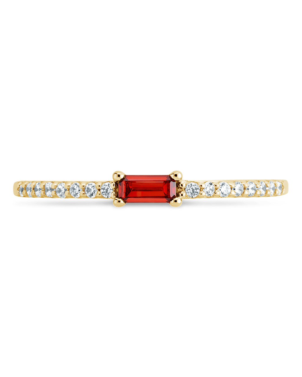 Sterling Silver Thin Garnet CZ Stacking Birthstone Ring