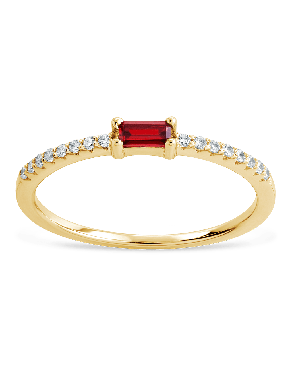 Sterling Silver Thin Garnet CZ Stacking Birthstone Ring
