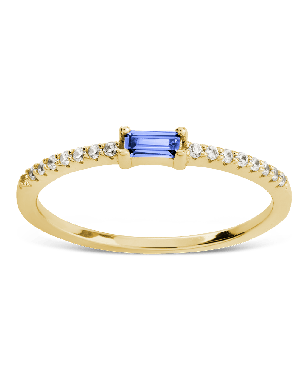 Sterling Silver Thin Aquamarine CZ Stacking Birthstone Ring