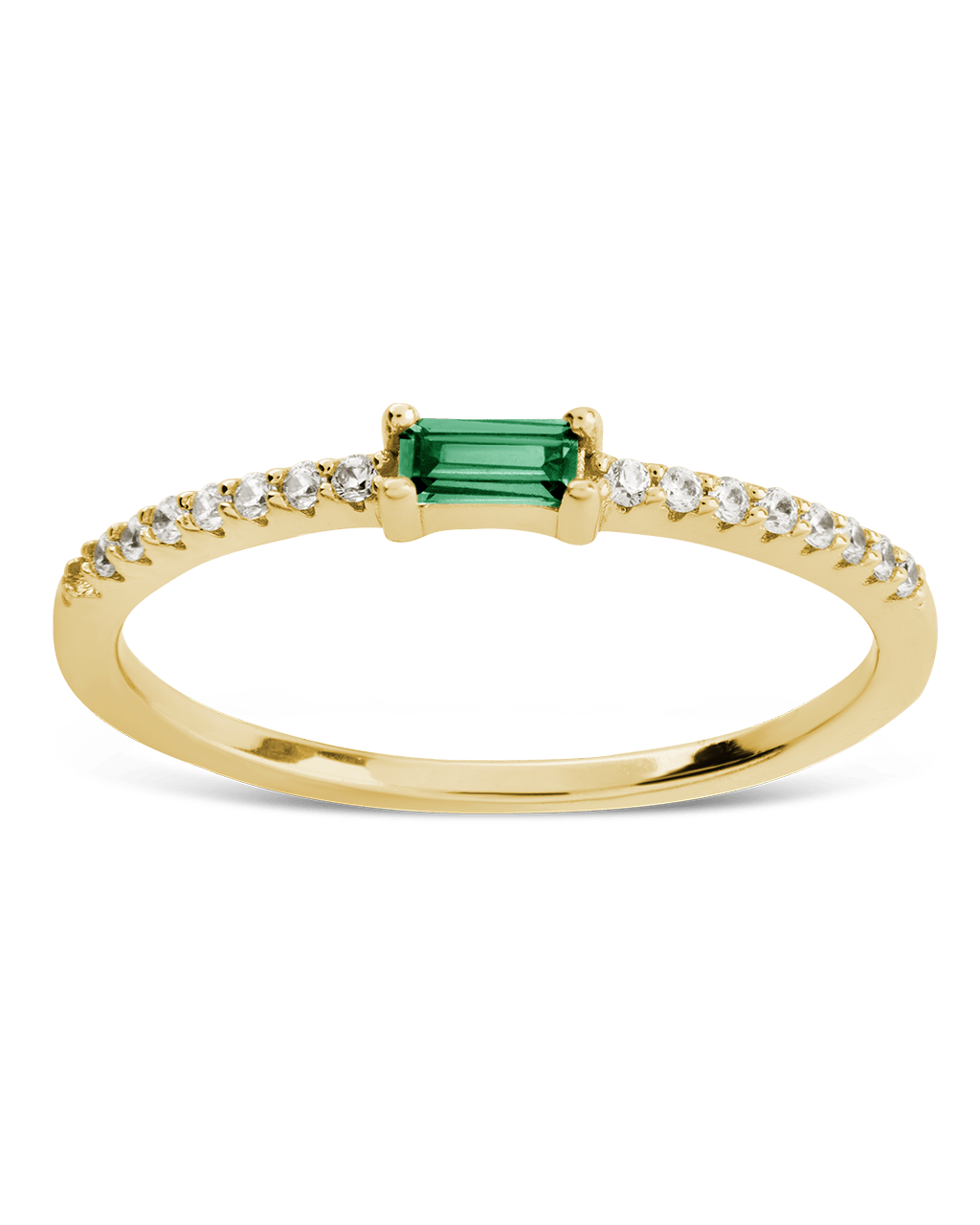 Sterling Silver Thin Emerald CZ Stacking Birthstone Ring