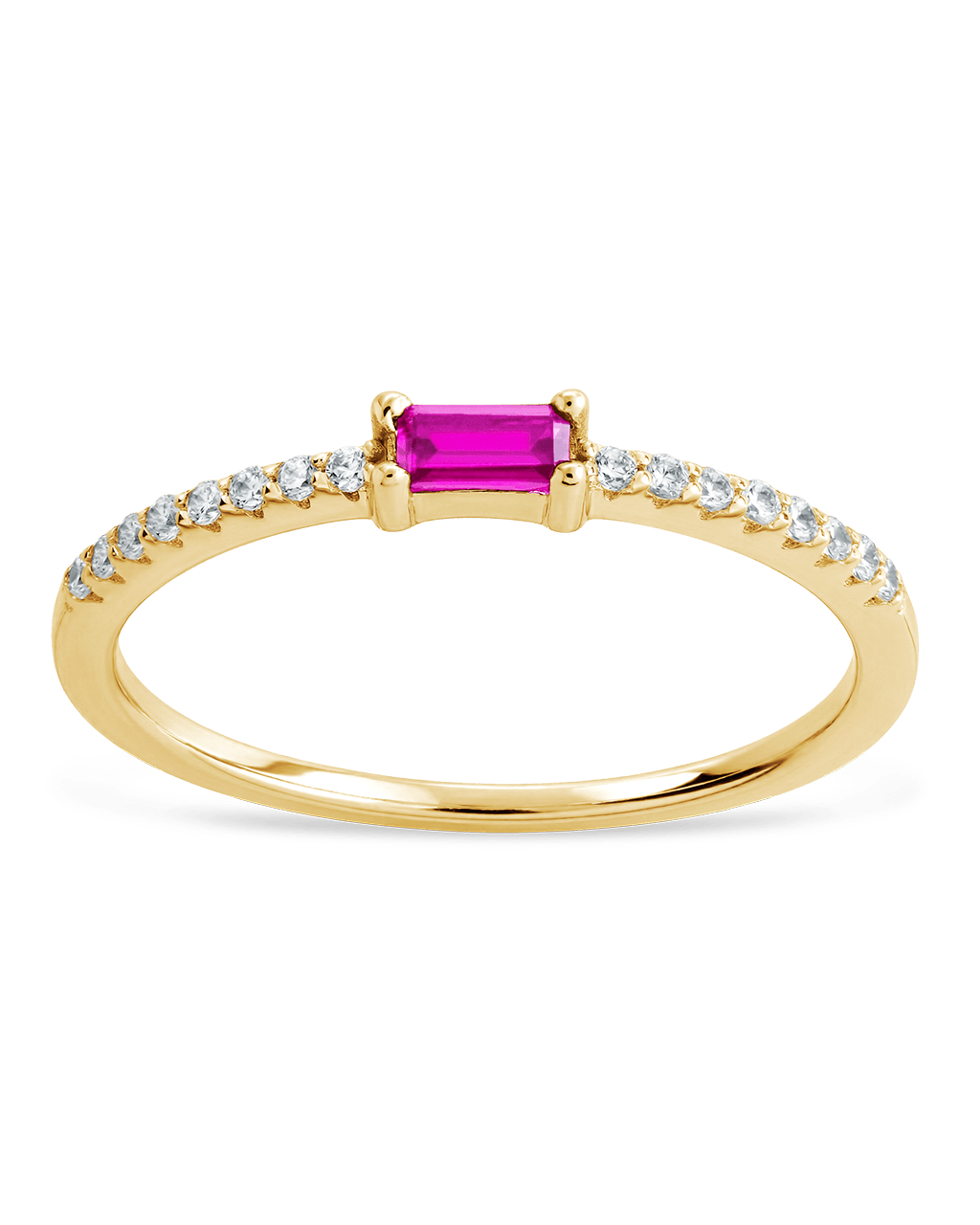 Sterling Silver Thin Ruby CZ Stacking Birthstone Ring