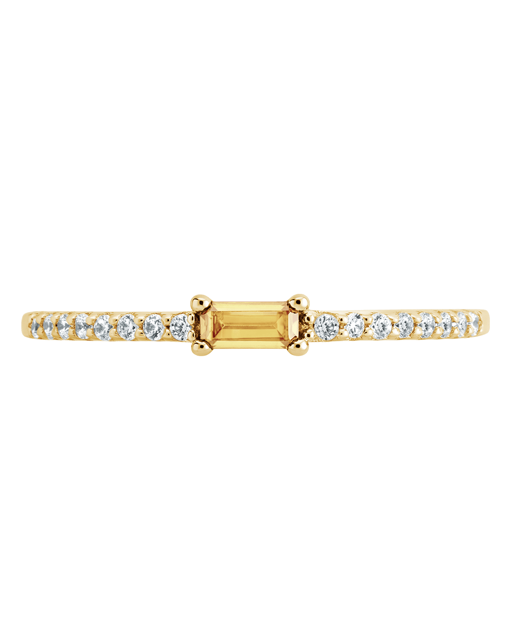 Sterling Silver Thin Citrine CZ Stacking Birthstone Ring