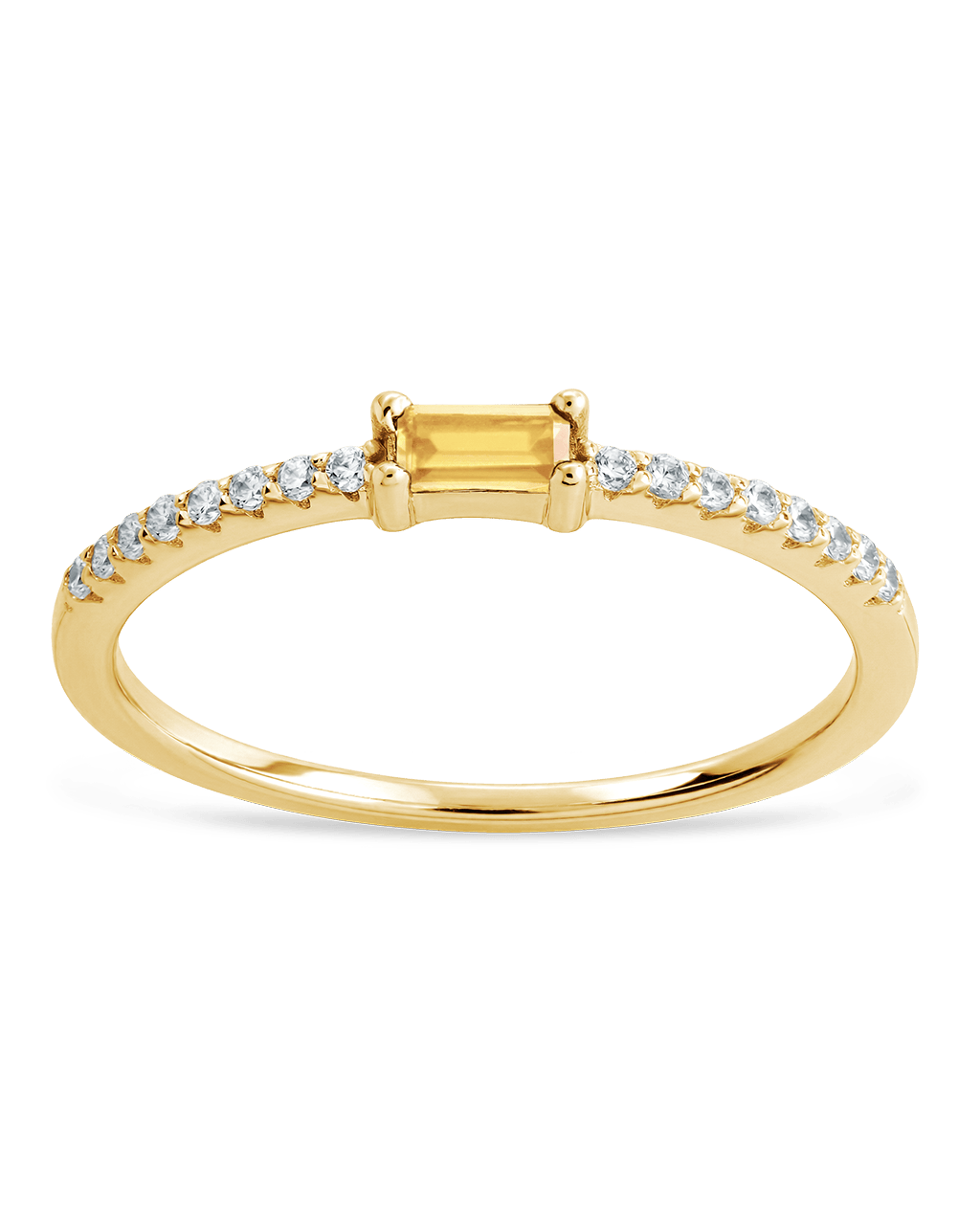 Sterling Silver Thin Citrine CZ Stacking Birthstone Ring