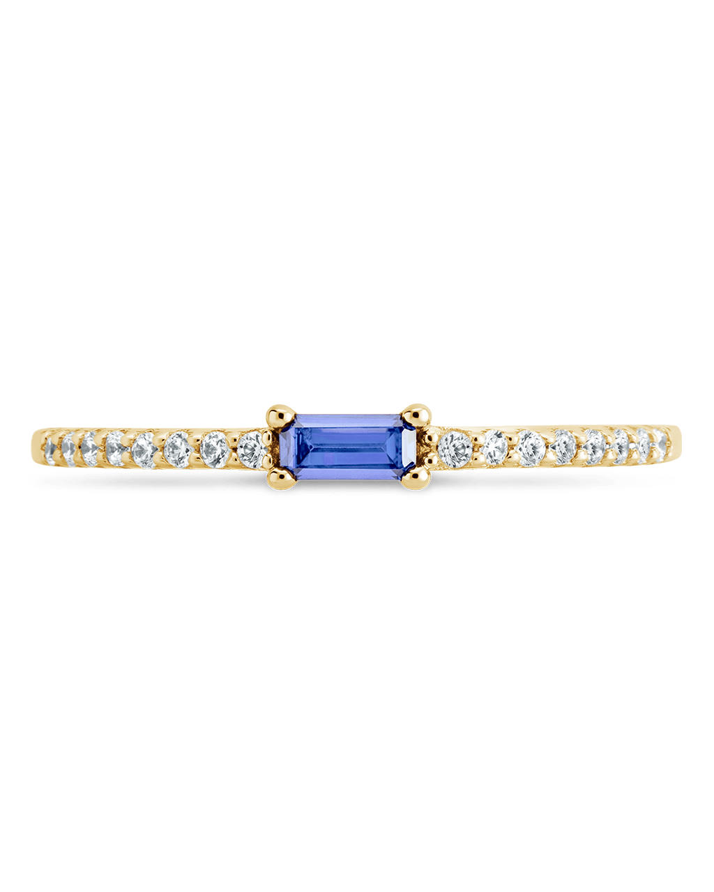 Sterling Silver Thin Tanzanite CZ Stacking Birthstone Ring