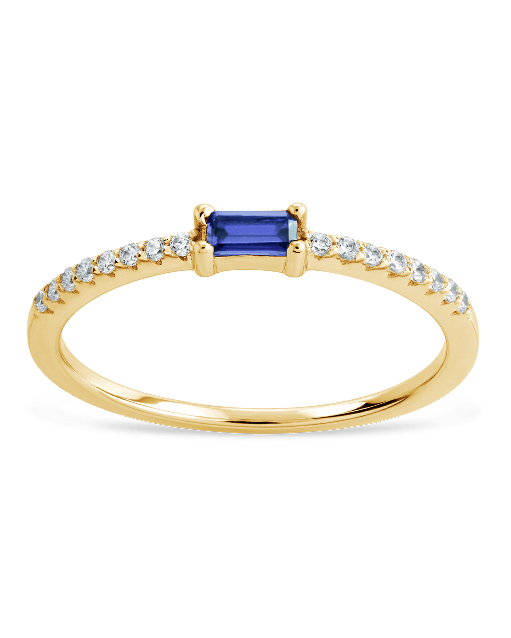 Sterling Silver Thin Tanzanite CZ Stacking Birthstone Ring