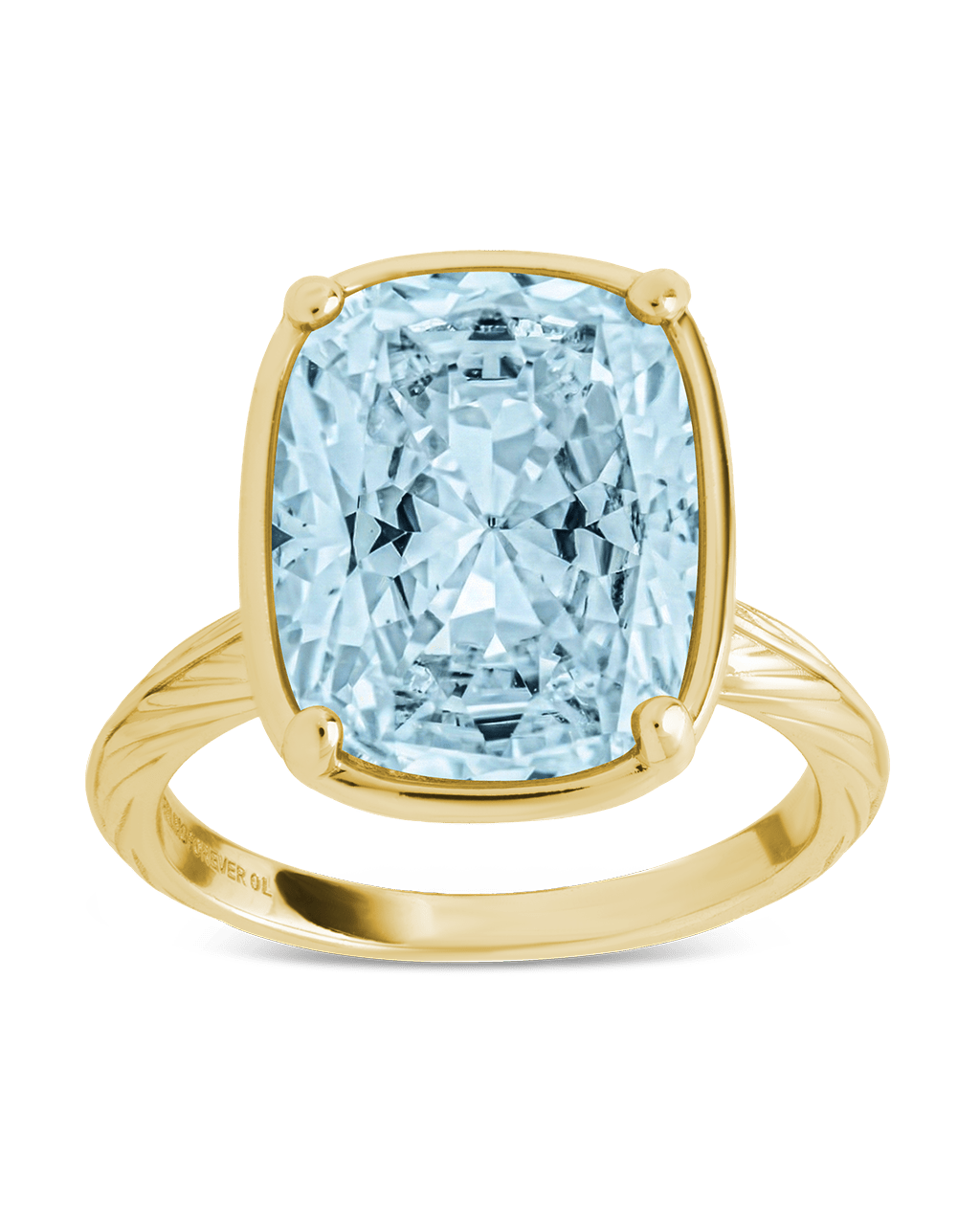 Sterling Silver Elongated Cushion Aquamarine CZ Cocktail Ring