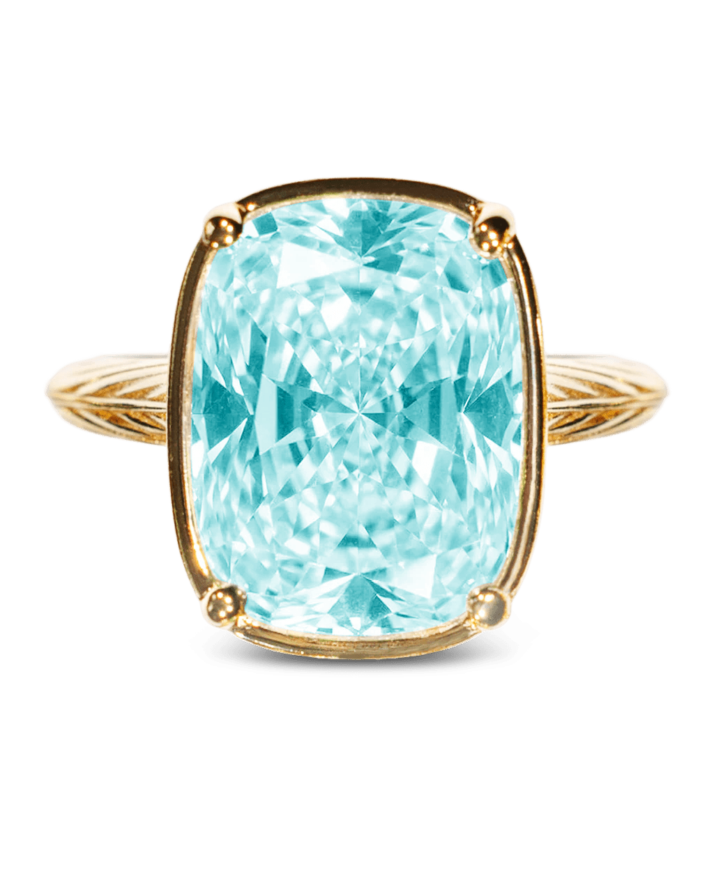 Sterling Silver Elongated Cushion Aquamarine CZ Cocktail Ring