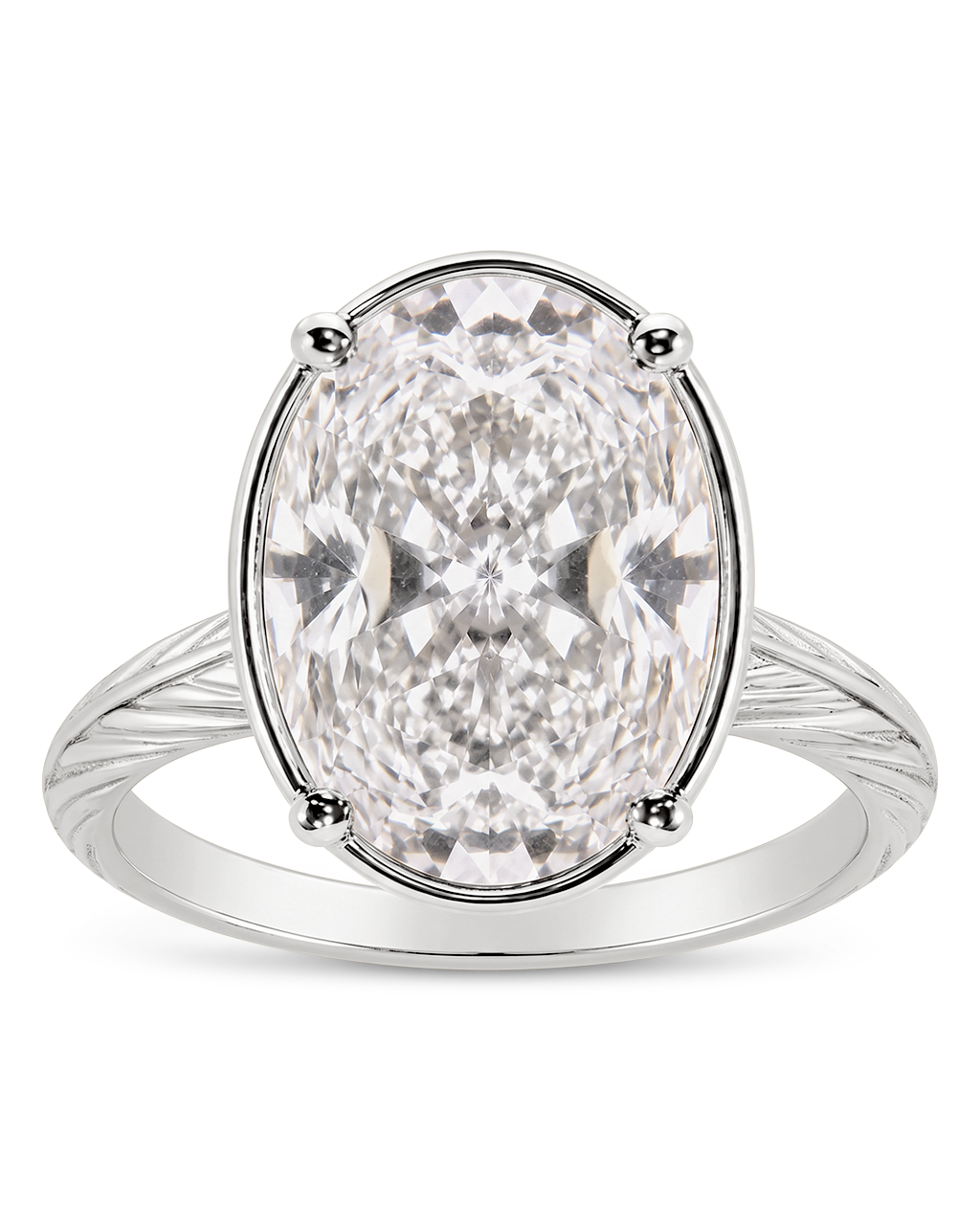 Sterling Silver Oval Cut CZ Cocktail Ring