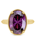 Sterling Silver Oval Cut Amethyst CZ Cocktail Ring