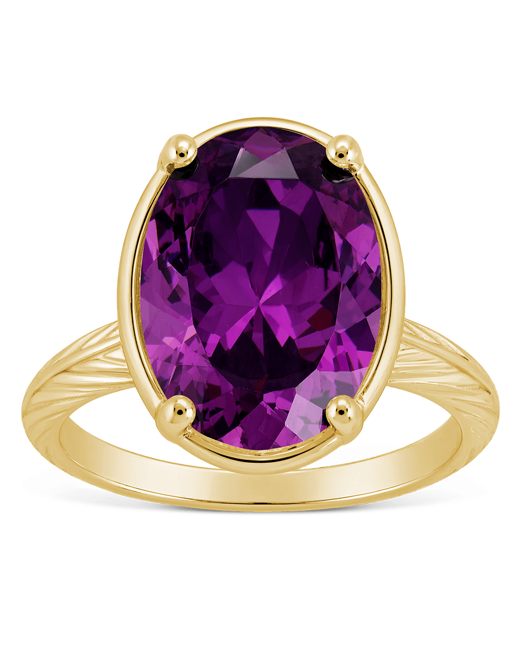 Sterling Silver Oval Cut Amethyst CZ Cocktail Ring