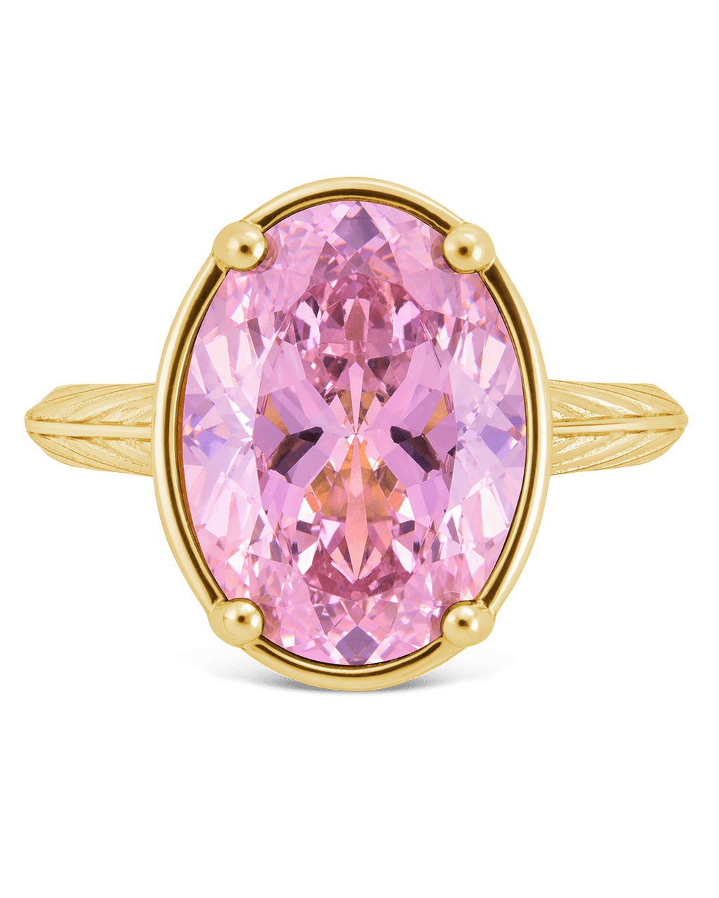 Sterling Silver Oval Cut Pink Sapphire CZ Cocktail Ring